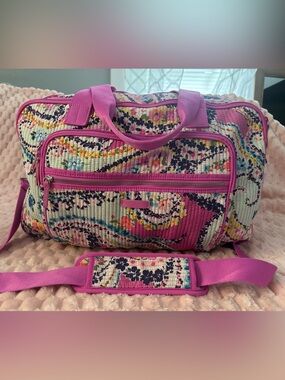 Vera Bradley Pink Quilted Floral Travel Duffel